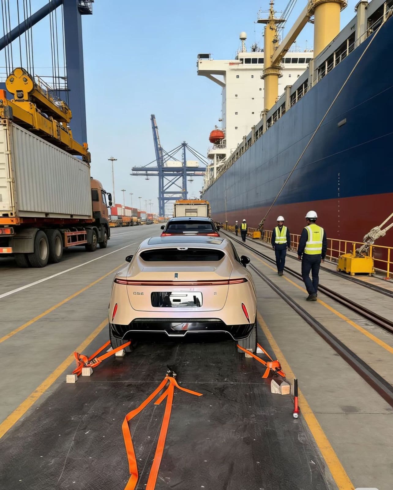 Vehicle driven to the quay for loading
