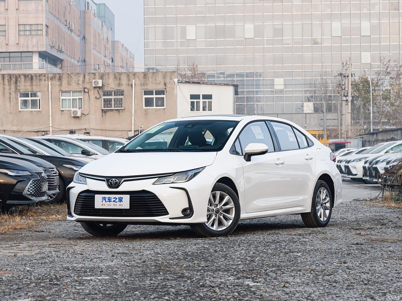 2025 Toyota Corolla 1.2T in white, front three-quarter view — petrol sedan for export